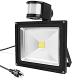 Warmoon LED Motion Sensor Flood Light, 20W Daylight White, 6500K, 1800-2400lm, Waterproof Security L