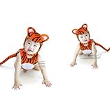 1-3歳 撮影写真 ベビー 幼児 トラ タイガー 耳あて帽子+ロンパース 80cm 【1点】