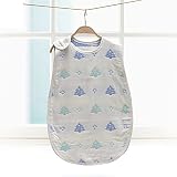 ふわふわ6重ガーゼスリーパー Mサイズ(新生児~3歳頃) 子供 オーガニック コットン ねまき (45x80cm, ブルー-1)