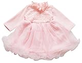 Mikistory ベビー服 フォーマル セレモニードレス 結婚式 赤ちゃん ワンピース レース 長袖 出産祝い 記念撮影 ギフト用 ピンク 90