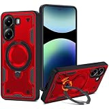 MNYWDSQ 対応 Xiaomi POCO X7 Pro 5G 用の ケース Poco X7 Pro 5G 耐衝撃 米軍MIL規格 スタンド付き Magnetic対応 TPU+PC ブラック 赤 D637-xm x7p-02