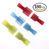 Hilitchi 180pcs Nylon Fully Insulated Male / Female Spade Wire Crimp Quick Disconnects Wire Terminal