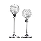 (30cm, Silver) - Tealight Candle Holders, Coerni Handmade Crystal Candle Holders for Valentines Day 