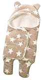 ange select ベビー おくるみ 星 柄 ふわふわ クマさん 新生児 出産祝 スリーパー (スターブラウン(S))