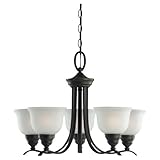 Sea Gull Lighting 31626BLE-782 Chandelier with Satin EtchedGlass Shades, Heirloom Bronze Finish by S