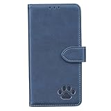 case for Motorola Moto G64 5G ケース モトローラ モトg64ケースカバー 手帳型 可愛い 猫の足跡 型押し柄【COCOMO】 カード収納 スタンド機能付き マグネット 財布型 全面保護 (C2-ブルー 青, に適用するMoto G64 5G / G64Y 5G)