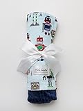 Baby Laundry Patterned Baby Blanket for Boys Girls - Robots/Embossed Navy Stripe Baby (27x36) by Bab