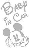ベイビー イン カー ステッカーbaby in car ミッキー /車用/シール/ Vinyl//ステッカー/mk01 (シルバー)