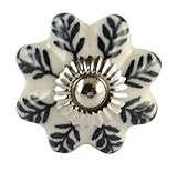 Set of 2 Black and White hand painted ceramic pumpkin knobs cabinet drawer handles pulls