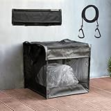 monozu カラスよけ ゴミ箱 屋外 大容量 45L袋 2.5個分 ゴミネット ボックス 戸建て ゴミステーション 折りたたみ 蓋付き カラス対策 猫除け 網 目が細かい ストッカー 完成品 組立不要（117L, ブラック）