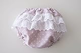 bebe couture(ベベクチュールベビー用品専門店)日本製ベビーブルマパープルドットフリル・ダブルガーゼコットン100％