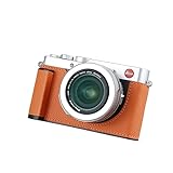 SIUTATDSH カメラハーフケース Leica D-LUX7用 ヴィンテージメタル 本革 インスタントカメラ 保護ケース スタイリッシュ ポータブル 耐衝撃 (オレンジ)