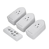 120V ワイヤレス リモートコントロール ソケット 家庭用電源リモートスイッチ USプラグ ホワイト 省エネ (ソケット*3+リモート*1)