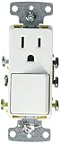 Hubbell Wiring Systems RCD308W tradeSELECT Three Way Combination Quiet Rocker Switch with 2 Pole Wir