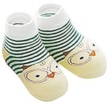 Plus Nao(プラスナオ) 靴下 ソックス ショートソックス アニマル ボーダー 可愛い おしゃれ 男女兼用 女の子 男の子 男児 女児 幼児 キッズ M【1-3歳】 G116【グリーン】