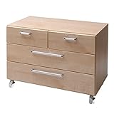 日本製(大川家具) クローゼット収納チェスト幅90高さ66.5キャスター付ナチュラル  um0100