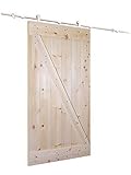 TMSステンレススチールスライディングドアハードウェアセットW /未完成ソリッド木製バーンドアスラブ Hardware w/ DOOR-ZBar-DIY-36IN WoodenSDH+DOOR-ZBa