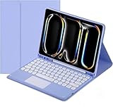 Fire HD 10 キーボード ケース Fire HD 10 第13/11世代 キーボード カバー タッチパッド搭載 丸型キー Fire HD 10 2023年型 カラーキーボード 配色 マグネット 脱着式 磁気吸着 多角度調整 かわいい (紫, 2023/2021年型 Fire HD 10 / HD 10 Plus)