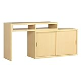 arne テレビ台 コーナー ハイタイプ 伸縮 完成品 パソコンデスク キャビネット T+D 105W引戸 ナチュラル