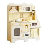 Acnivkoキッチン おもちゃままごとキッチン 木のおもちゃ 調理器具セット おもちゃセット キッチンおもちゃ 知育玩具 子供のおもちゃ 模造コンロ ミニキッチン おもちゃのキッチン 子供 誕生日 入園祝い 知育玩具 プレゼント ミニキッチン (77*34.5*95.3cm)