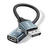 Fairikabe DisplayPort to HDMI アダプター、8K@60Hz / 4K@120Hz アクティブ式 DisplayPort 1.4 to HDMI 2.1 単方向（オスからメス）、PC、Dell、HP、AMD、NVIDIA用のDP to HDMiアダプター