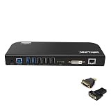 WAVLINK USB3.0 多機能 ドッキングステーション 最2K 2048x1152 DVI/HDMI 2×USB3.0ポート 4×USB2.0ポート 5Gbpsの超高速データ転送速度 USB3.0高速ハブ/コンパクト/軽量 RJ-45ギガビットイーサネットポート等搭載10/100 / 1000Mbpsでギガポート 1つの高速充電ポート