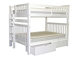Bedz King Mission Style Bunk Bed with End Ladder and 2 Under Bed Drawers, Full over Full, White [並行輸