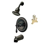 Aqueous KTS-304010BB Shower Kit with Trim, Antique Showerhead, Tub Spout and Diverter, and Rough-in 