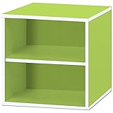 組み合わせ自由 キューブボックス 【棚付きタイプ】 横幅34.5cm×奥行き29.5cm×高さ34.5cm グリーン