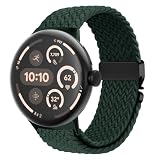 Google Pixel Watchバンド/ピクセルウォッチ 3・4（45mm）対応 編み込み伸縮ベルト 男女兼用 パラシュートバックル 通気性ストレッチナイロン スポーツ band 交換用アクセサリー