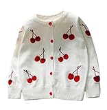 Plus Nao(プラスナオ) カーディガン 子供用 キッズ ジュニア 女の子 子供 長袖 丸首 ニット ハート柄 フルーツ柄 パール 可愛い おしゃれ 1 140 ブルー【ハート】