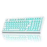 ZORNHER ZH980 メカニカルキーボードワイヤレス、95%ホワイトクリーミーキーボード、ナンバーパッド付き、ゲーミングキーボード、数字パッド付き、シャインスルースパイダーウェブPCキーキャップ、クリーミーサウンドリニアスイッチ、フルサイズ。