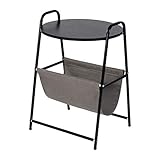 リビングルーム、ベッドルーム、バルコニー、オフィス用の丸エンドテーブルコーヒーサイドテーブル付きメタルフレームとストレージブックホルダー（2色） (Color : B)