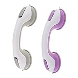 Baosity 吸盤式　ハンドル　安全サポート　手すり　グラブバー　2点セット　バスルーム　シャワー　紫＆灰