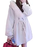 Galette des Rois（ガレット デ ロワ）d04Fwh アウター レディース コート ファー ミドル 長袖 フード 白 フリーサイズ ポンチョ カジュアル スプリングコート d04