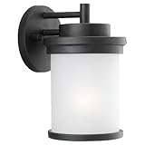 Sea Gull Lighting 88660-185 Outdoor Sconce with Satin EtchedGlass Shades, Forged Iron Finish by Sea 