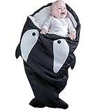 ベビー寝袋　新生児着ぐるみ　子供パジャマ　出産祝い　魚型　スリーピングバッグ　シュラフ　男の子 女の子 (ブラック)