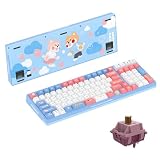 GATERON iG 98共同ブランドメカニカルゲーミングキーボード、ホットスワップ対応3モード有線/Bluetooth/2.4Gワイヤレスキーボード、WindowsおよびMac用RGBライト、PBTキーキャップ付き (スウィート・タイム, Mountain top Switch)