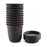 T4U 12CM プラスチック製 植木鉢 多肉植物 サボテン鉢 トレイ付き ダークグレー 10点セット
