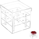 ゴシレ [Gosear] 9穴クリアアクリルローズフラワーボックス花瓶ホルダーキューブポットテーブル装飾の結婚式ホームパーティー