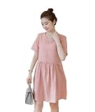 Easycos マタニティウェア 妊婦服 半袖 夏着 レディース ファション ワンピース ピンク フリー ゆったり ふわふわ オシャレ パジャマ 肌に優しい　 (XL)