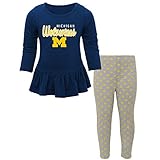 Michigan Wolverines NCAA Toddler Girls " Tinyトレーナー"長袖&パンツセット
