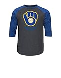MLB Milwaukee Brewers 1982 Coopers Townメンズon the攻撃, Small , Charcoal Heather / Deep Royal