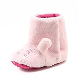 女の子可愛いブーツ ガールズプリンセスシューズ 子供赤ちゃん柔らかい靴 新生児　暖かい　高品質　結婚式誕生日プレゼント　綿　ピンク　12cm　6-9ヶ月に対応靴　冬秋春