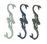 鋳鉄装飾壁フック3つCast Iron Mermaidsホワイト、グレー、青植物吊りフック3.25 X 10.75 X 0.38インチマルチカラー