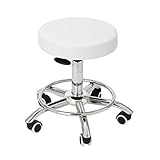 リング付 スツール DX 高さ43cm-55cm ホワイト [ エステスツール キャスター付き 昇降式 オフィスチェア 丸椅子 スツール イス 椅子 チェア ]