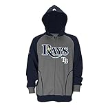 MLB Tampa Bay RaysメンズCVC杢起毛フリースフード、XXL、チャコール