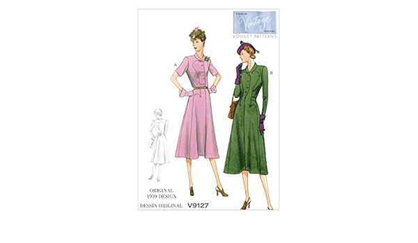 Amazon Co Jp Vogue Patterns ヴィンテージ 1930年代 デザイン プルオーバー ワンピースドレスとベルトの型紙セット サイズ Us6 8 10 12 14 9127 ホーム キッチン