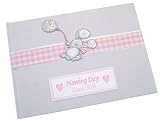 White Cotton Cards Naming Day Pink Balloon Bunny Guest Book by WHITE COTTON CARDS