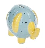 Elephant blue yellow polka dot 5.25インチセラミック貯金箱